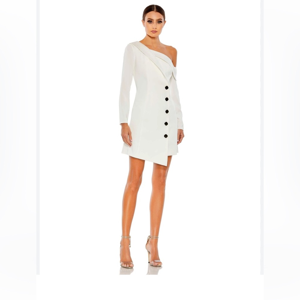 Ieena for Mac Duggal White Blazer Dress Bridal style 26734 size 4